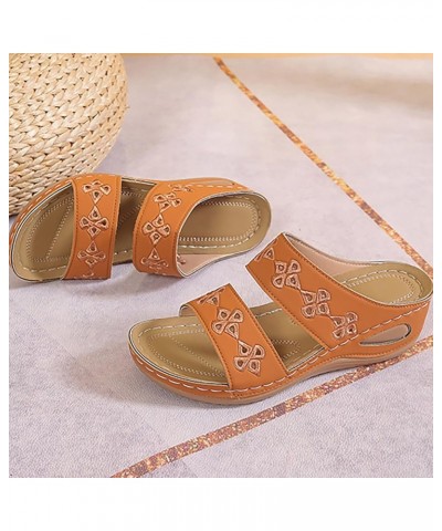 Women Sandals Casual Activities Fashionable Lightweight Beach Slides Heel Hollow Casual Slope Bottom Retro Sandals Brown $14....