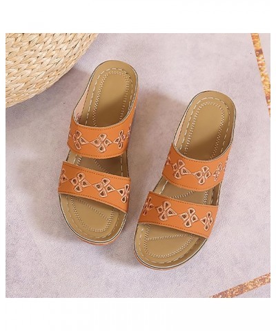 Women Sandals Casual Activities Fashionable Lightweight Beach Slides Heel Hollow Casual Slope Bottom Retro Sandals Brown $14....