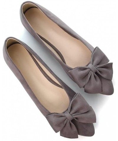 Womens Flats Fashion Pointed Toe Bowknot Ballet Flats Cute Slip On Dress Flats Comfortable Party Wedding Flats Pointy Gray $1...