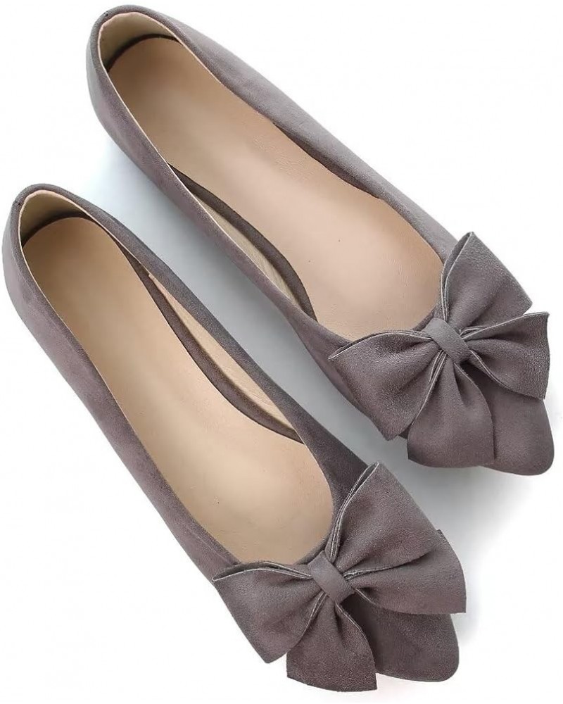 Womens Flats Fashion Pointed Toe Bowknot Ballet Flats Cute Slip On Dress Flats Comfortable Party Wedding Flats Pointy Gray $1...