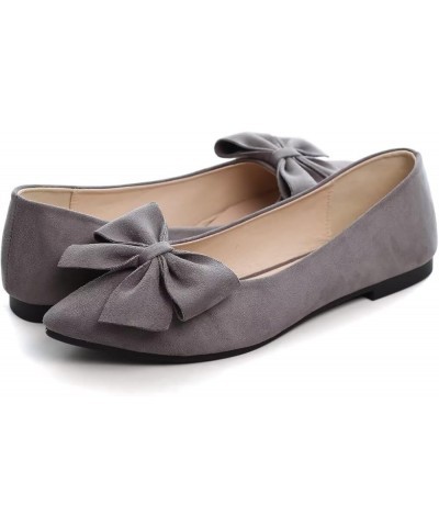 Womens Flats Fashion Pointed Toe Bowknot Ballet Flats Cute Slip On Dress Flats Comfortable Party Wedding Flats Pointy Gray $1...