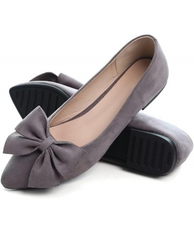 Womens Flats Fashion Pointed Toe Bowknot Ballet Flats Cute Slip On Dress Flats Comfortable Party Wedding Flats Pointy Gray $1...