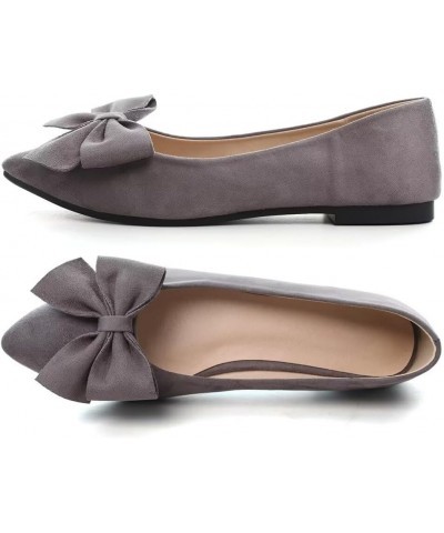 Womens Flats Fashion Pointed Toe Bowknot Ballet Flats Cute Slip On Dress Flats Comfortable Party Wedding Flats Pointy Gray $1...