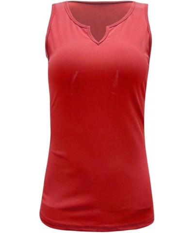 Womens V Neck Tank Tops Sleeveless Basic Bustier Vest Slim Fit Ribbed Shirts Ladies Cami Blouse Summer Casual Outfits Red $8....