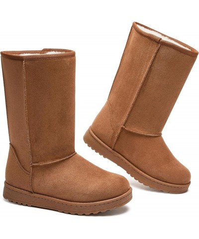 Winter Snow Boots for Women Warm Mid Calf Boots Black Fuzzy Boots Comfortable Fur Lined Booties Chestnut&chestnut $11.39 Boots