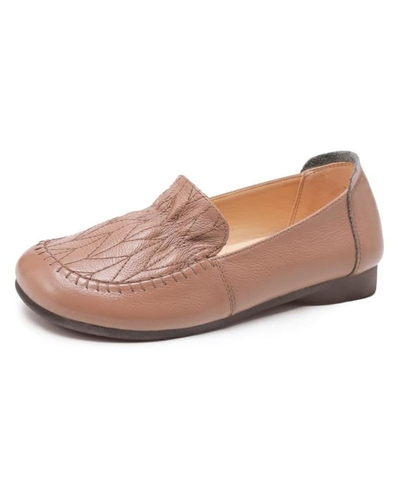 Women's Leather Loafers Breathable Driving Moccasins Lightweight Slip On Shoes Pink Mauve $13.80 Loafers & Slip-Ons