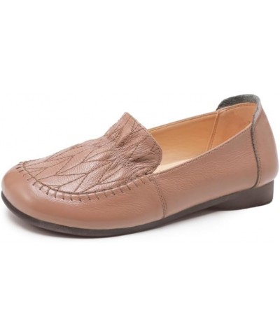 Women's Leather Loafers Breathable Driving Moccasins Lightweight Slip On Shoes Pink Mauve $13.80 Loafers & Slip-Ons