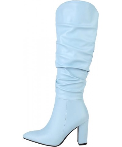 White Cowgirl Boots Goth Boots for Women Steel Toe Boots Women'S Ankle Booties Low Heel B-light Blue $29.46 Boots