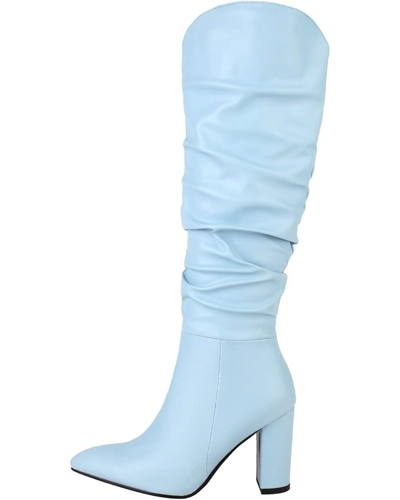 White Cowgirl Boots Goth Boots for Women Steel Toe Boots Women'S Ankle Booties Low Heel B-light Blue $29.46 Boots