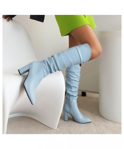 White Cowgirl Boots Goth Boots for Women Steel Toe Boots Women'S Ankle Booties Low Heel B-light Blue $29.46 Boots