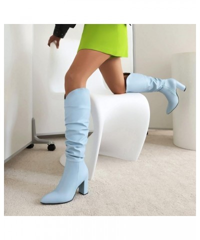 White Cowgirl Boots Goth Boots for Women Steel Toe Boots Women'S Ankle Booties Low Heel B-light Blue $29.46 Boots