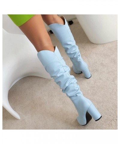 White Cowgirl Boots Goth Boots for Women Steel Toe Boots Women'S Ankle Booties Low Heel B-light Blue $29.46 Boots