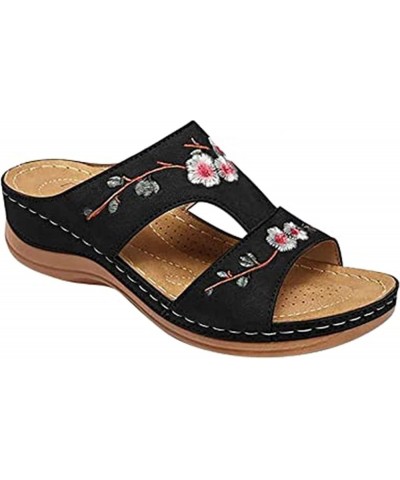 Sandals for Women Casual Summer Wedge Sandals Platform Wedge Sandals Open Toe Buckle Strap Sandals Elegant Shoes,Brown,US11/E...