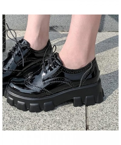 Women Lace Up Shoes Retro Brogue Oxford Platform Shoes Waterproof High Heel Outdoor Round Toe Chunky Heels Oxfords White $26....