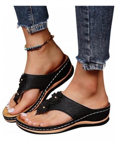 Sandals for Women Dressy Summer Beach Flip-Flops Outdoor Athletic Thong Water Sandals Sandal Slippers Black $19.99 Athletic S...