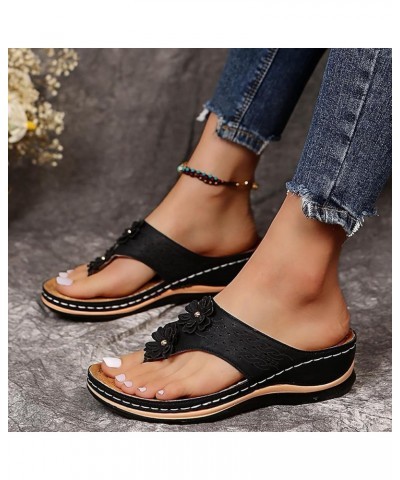 Sandals for Women Dressy Summer Beach Flip-Flops Outdoor Athletic Thong Water Sandals Sandal Slippers Black $19.99 Athletic S...