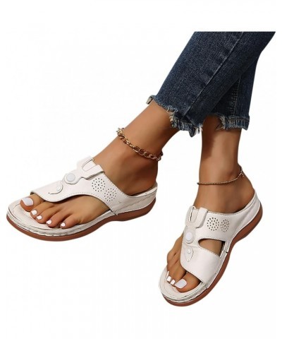 Women Summer Roman Comfy Sandals Flat Bottomed Slip On Clip Toe Flip Flops Sandals Strap Sandals for Women (White, 7.5) White...