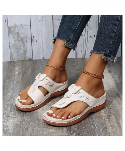 Women Summer Roman Comfy Sandals Flat Bottomed Slip On Clip Toe Flip Flops Sandals Strap Sandals for Women (White, 7.5) White...