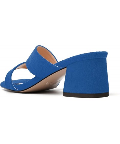 Womens Open Toe Slip On Dating Fashion Suede Stylish Chunky Low Heel Heeled Sandals 2 Inch Royal Blue $40.93 Sandals