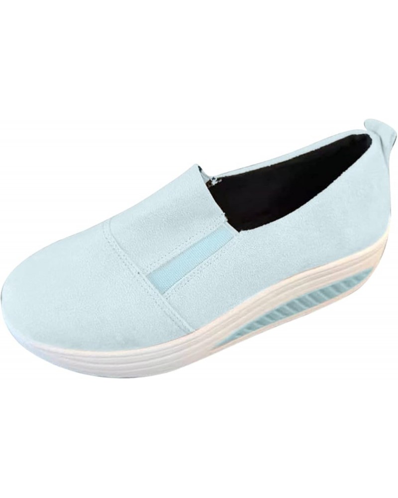 Wide Width Sneakers for Women Athletic Trainers Fashion Sneakers for Women Platform Sneakers Light Blue 4 $15.30 Fashion Snea...