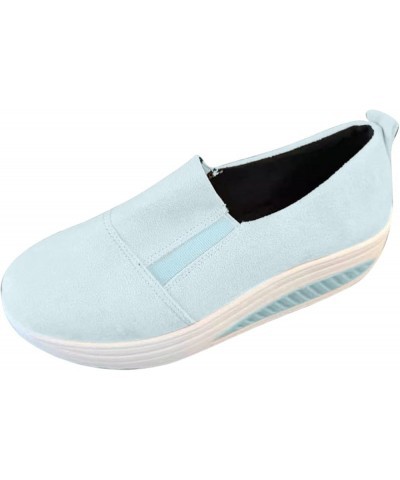 Wide Width Sneakers for Women Athletic Trainers Fashion Sneakers for Women Platform Sneakers Light Blue 4 $15.30 Fashion Snea...