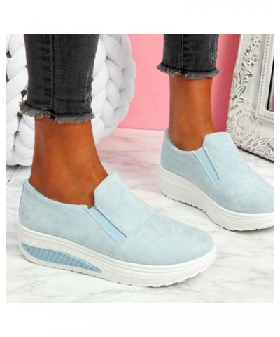 Wide Width Sneakers for Women Athletic Trainers Fashion Sneakers for Women Platform Sneakers Light Blue 4 $15.30 Fashion Snea...