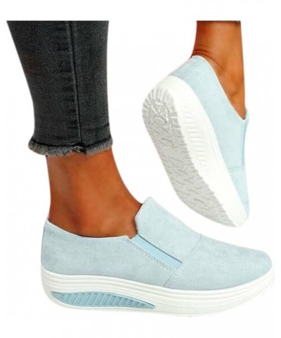 Wide Width Sneakers for Women Athletic Trainers Fashion Sneakers for Women Platform Sneakers Light Blue 4 $15.30 Fashion Snea...