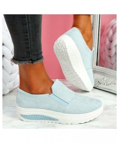 Wide Width Sneakers for Women Athletic Trainers Fashion Sneakers for Women Platform Sneakers Light Blue 4 $15.30 Fashion Snea...