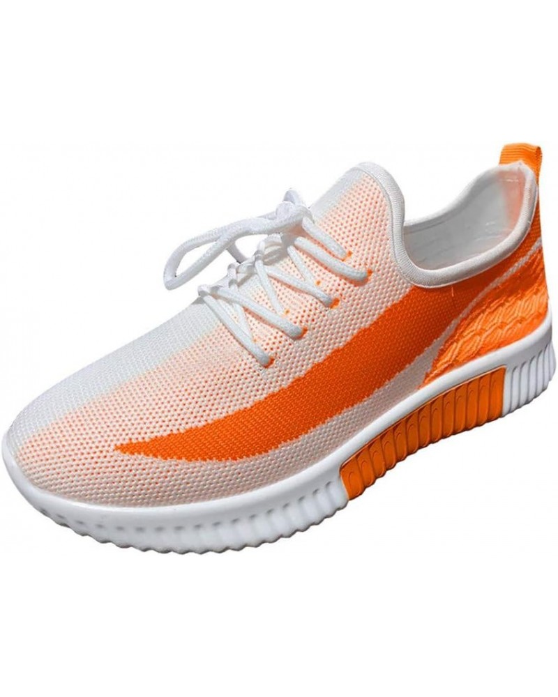 Walking Shoes for Women, Women's Fashion Mesh Wedge Sneakers Ladies Lace Up Casual Breathable Shoes Orange $20.72 Fashion Sne...