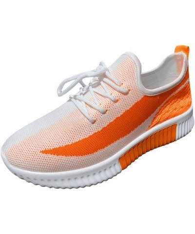 Walking Shoes for Women, Women's Fashion Mesh Wedge Sneakers Ladies Lace Up Casual Breathable Shoes Orange $20.72 Fashion Sne...