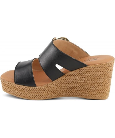 MARES Women's Wedge Slip-On Sandals - Chic Buckle Detail, Dual Leather Straps, Comfortable Footbed, Platform for Added Height...