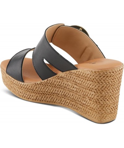 MARES Women's Wedge Slip-On Sandals - Chic Buckle Detail, Dual Leather Straps, Comfortable Footbed, Platform for Added Height...