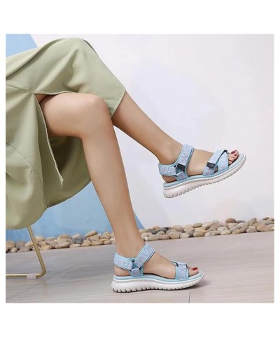 Women Sandals Summer Open Toe Soft Slip Sandals Ladies Outdoor Casual Flat Platform Beach Shoes 7 Sky Blue $24.11 Sandals