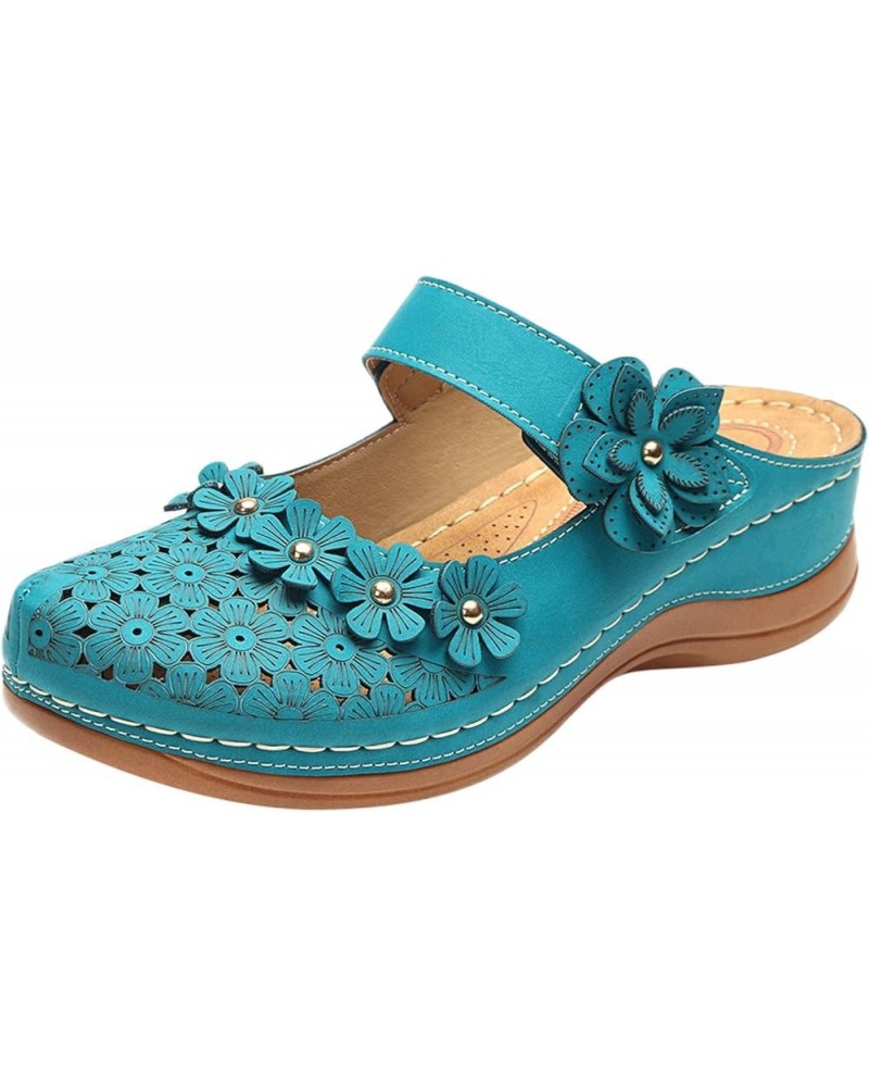 Roman Flat Sandals open toe sandals women summer shoes for women wedge sandals Z 14-sky Blue $17.45 Sandals