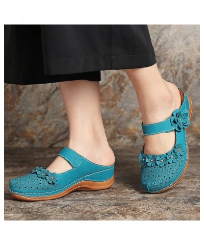 Roman Flat Sandals open toe sandals women summer shoes for women wedge sandals Z 14-sky Blue $17.45 Sandals