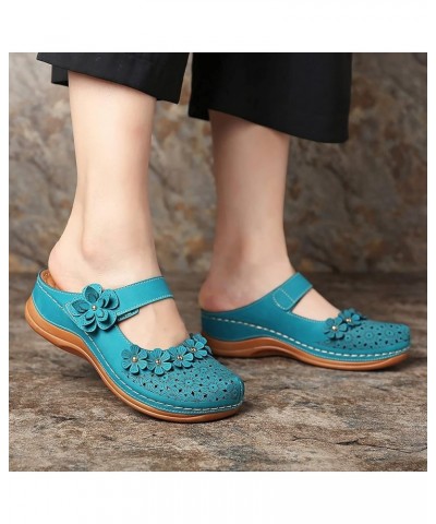 Roman Flat Sandals open toe sandals women summer shoes for women wedge sandals Z 14-sky Blue $17.45 Sandals