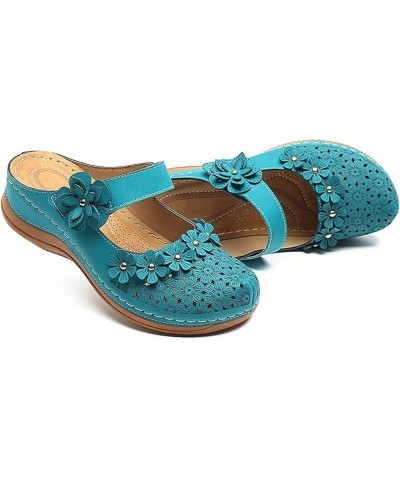 Roman Flat Sandals open toe sandals women summer shoes for women wedge sandals Z 14-sky Blue $17.45 Sandals