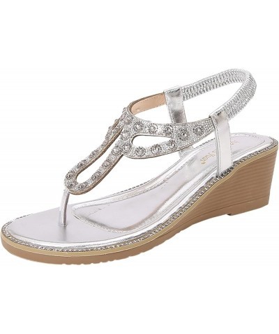 Women's Flat Sandals Adjustable Heel Arch Women's Flat Sandals Dressy with Arch Support Silver $17.91 Athletic Shoes