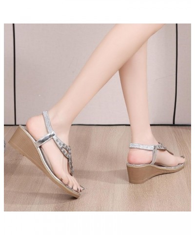 Women's Flat Sandals Adjustable Heel Arch Women's Flat Sandals Dressy with Arch Support Silver $17.91 Athletic Shoes