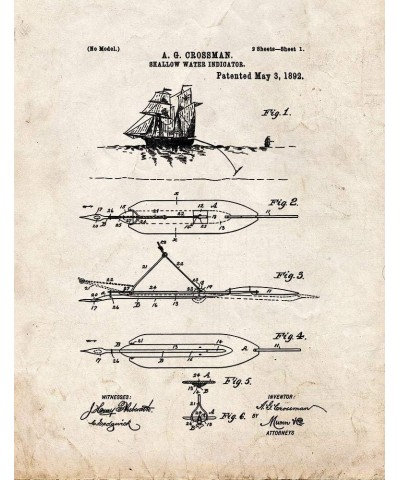 Shallow Water Indicator Patent Print Midnight Blue (8.5" x 11") M14716 24" x 36" Old Look $9.64 Athletic Shoes