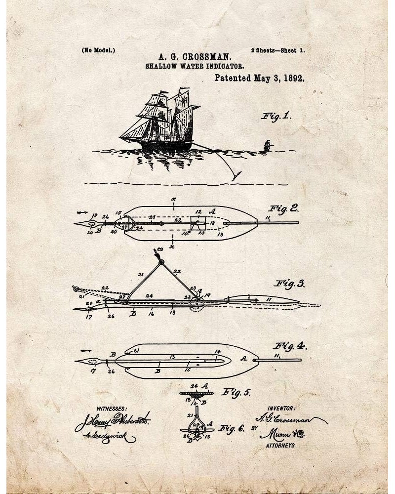 Shallow Water Indicator Patent Print Midnight Blue (8.5" x 11") M14716 24" x 36" Old Look $9.64 Athletic Shoes