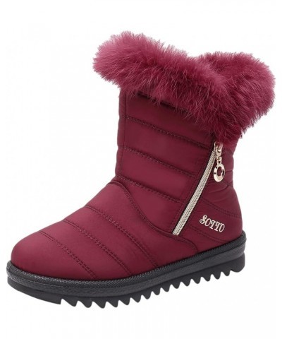 Wedge Snow Boots for Women, Women's Breathable Slip-on Wedges Thermal Boots Z 14-wine $21.24 Outdoor Shoes