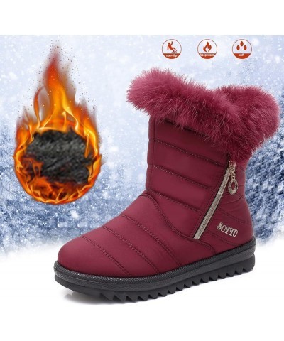 Wedge Snow Boots for Women, Women's Breathable Slip-on Wedges Thermal Boots Z 14-wine $21.24 Outdoor Shoes