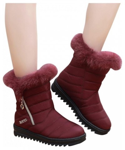 Wedge Snow Boots for Women, Women's Breathable Slip-on Wedges Thermal Boots Z 14-wine $21.24 Outdoor Shoes