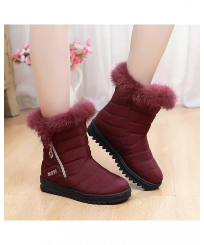 Wedge Snow Boots for Women, Women's Breathable Slip-on Wedges Thermal Boots Z 14-wine $21.24 Outdoor Shoes