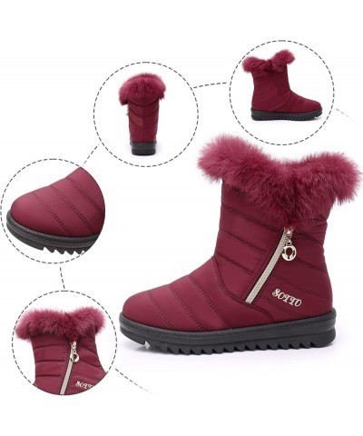 Wedge Snow Boots for Women, Women's Breathable Slip-on Wedges Thermal Boots Z 14-wine $21.24 Outdoor Shoes