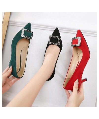 Low Heels for Women Suede Pumps Kitten Heels Classic Fashion Pointed Toe High Heel Slip on Dress Pumps Shoes with Metal Squar...