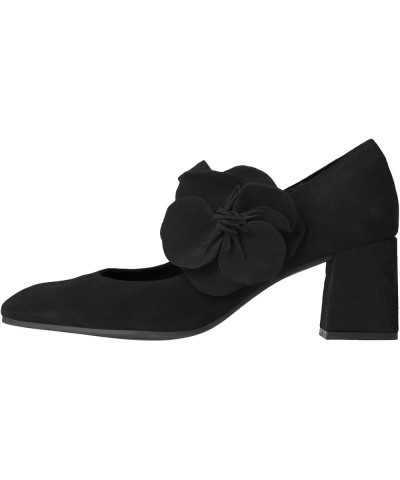 Women Round Toe Graceful Flower Pumps Single Strap Chunky Mid Heel Ladies Party Office Shoes Size 4-16 US Black $30.08 Pumps