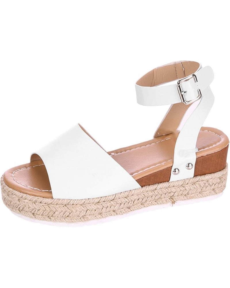 Sandals Women Dressy Summer Platform Espadrille Wedge Sandals Comfy Open Toe Slip On Slides Casual Party Shoes White $17.39 O...