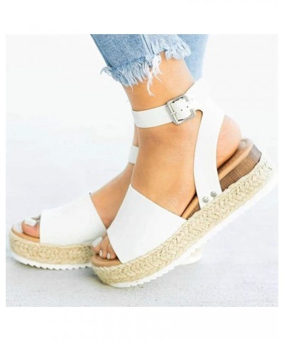 Sandals Women Dressy Summer Platform Espadrille Wedge Sandals Comfy Open Toe Slip On Slides Casual Party Shoes White $17.39 O...